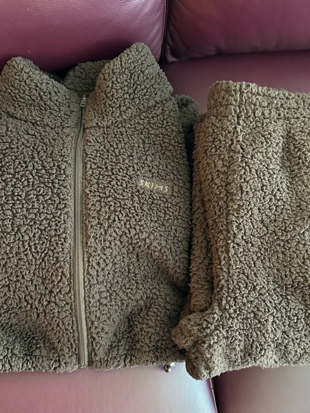 SKIMS Brown Sherpa Joggers and Cropped Jacket SET Small Pants and LRG Jacket